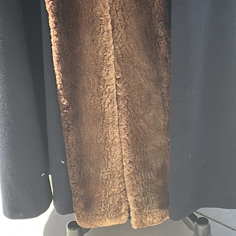 Vintage Bergdorf Goodman full collar fur brown with navy unisex long winter coat - Picture 3 of 13